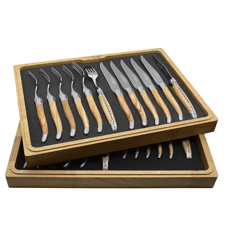 法國拉吉奧樂Laguiole en Aubrac木盒裝手工牛排西餐刀叉